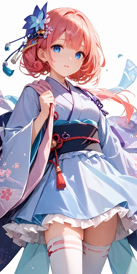 score_9, score_8_up, score_7_up,source_anime, high res image,masterpiece,best quality,girl,cute face,clear skin,shiny hair,ultra detailed eyes,simple background,
<lora:otohime_Pony_V1.0:1.2> jyojifuku,orihime, long sleeves, dress,kimono, hair ornament, shawl, thighhighs, frills