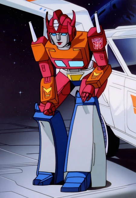 robot planet in space
score_8_up <lora:Transformers 86 FT-000005:1> 1female, autobot, female, all red body, red legs, red head, red armour, small body, petite body, full body, slim body, round large eyes, blue eyes, short legs, small horns protruding from head, , female lips, excited expression, transforms in to car,