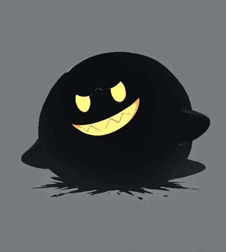 score_9, score_8_up, score_7_up, high res:1.5, digital media (artwork), lineless:1.5, under shade, b0mb00, black body, yellow eyes, sharp teeth, smile, toothy grin, front view, explosion, in front of explosion, <lora:Boo_and_friends_-_Super_Mario:1>