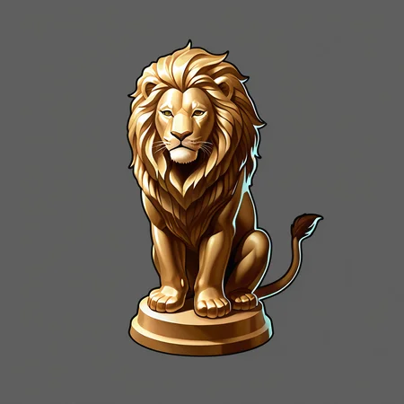 no humans, sculpture of the lion, solo, outline, outsemreal, simple background <lora:outsemreal:1>