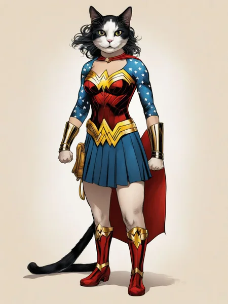 Wonderwoman HuMeow <lora:SDXL-HuMeow-LoRA-r8-000003:1>