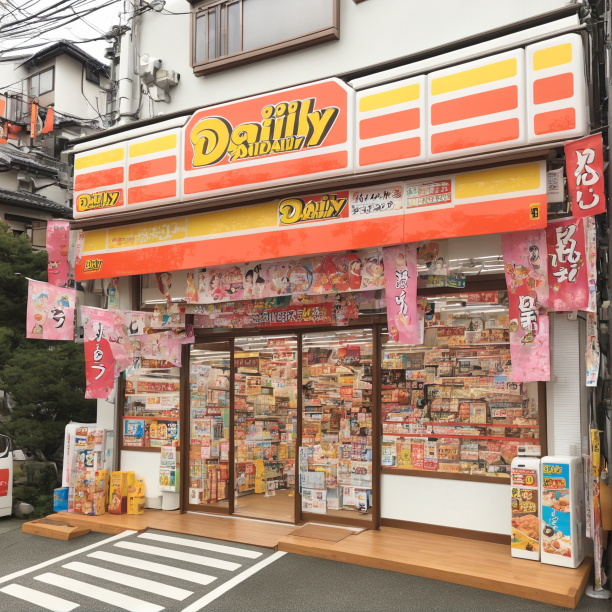 masterpiece, best quality, ultra-detailed, illustration,
YamazakiDaily, konbini, scenery, storefront, japan, shop, scenery, real world location, convenience store, outdoors, storefront
 <lora:YamazakiDairyStore_JAPAN_storefront_SDXL_V1:1>