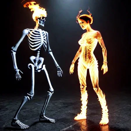 soul, human soul, full body, hell, skeleton, ribs, solo, black background, bone, standing, hand on hip, outstretched arm, soul, full body, x-ray, realistic <lora:Hell:1> photorealistic, 1girl, 1boy, barefoot, solo, city in hell, hell, no humans, demon, sexy demon, fallen angel, female fallen angel, human soul, soul, full body, uncensored, cage, caged soul, lucifer, satan, seraph, monster girl, monster, woman burning, man burning, woman on fire, man on fire, soul on fire, human soul on fire, kaijuu, fire, flames