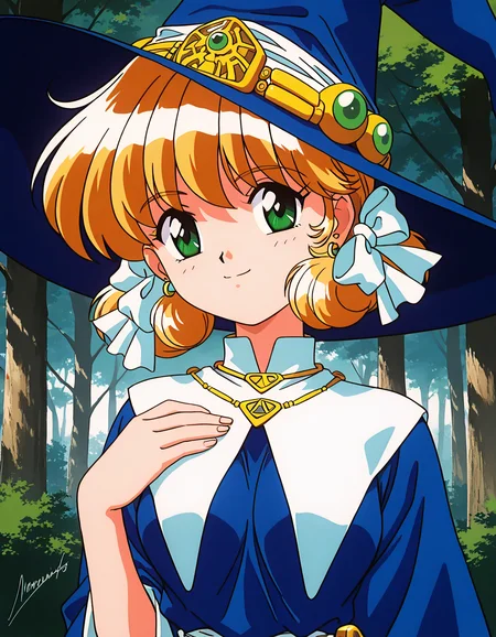 general,highres, ultra-detailed,very aesthetic,best quality ,best hands, BREAK <lora:Mahou_Shoujo_Meruru_IS:1>
Meruru, 1girl,solo, green eyes, witch hat, blonde hair, twintails, short hair, green jewelry, earrings,
breasts, witch, BREAK, smile,looking at viewer, cowboy_Shot, BREAK,
green jewelry, short hair, upper body, bow,
necklace, looking at viewer, hair bow, blue dress, ribbon, dress, bangs, signature, portrait, hair ribbon, earrings
1990s \(style\),anime coloring,
forest, tree,