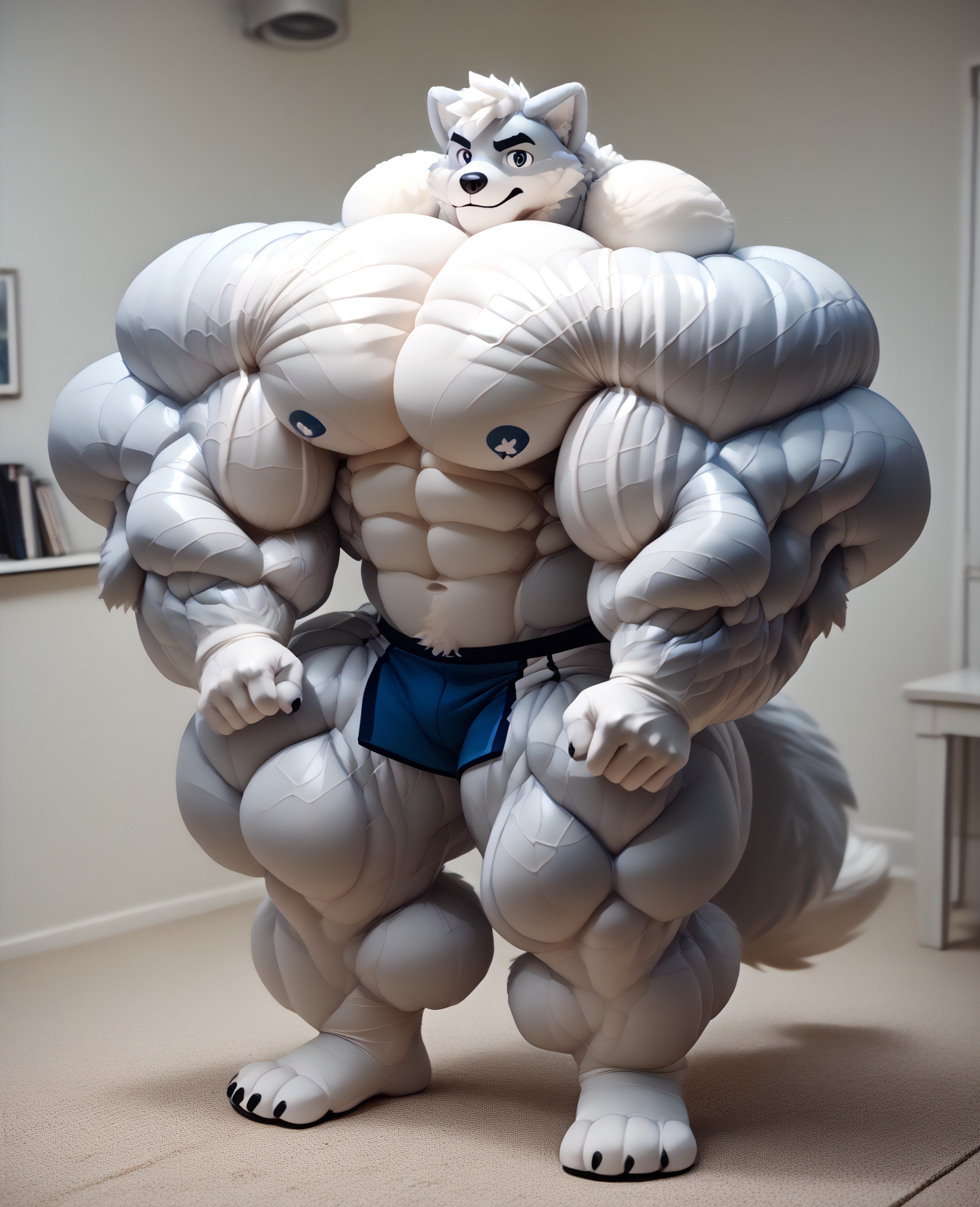 score_9, score_8_up, score_7_up, source_3D, hyper gigantic muscles, hyper muscles bigger, fursuit wolf male muscular. Officially no I wouldn't show my older brother, he basically thinks I still don't know how to take care of myself, Look at his face, bro, he's basically staring at me, Pay close attention bro, my brother seems to be mad at me, Calm down there brother, no need to get angry.