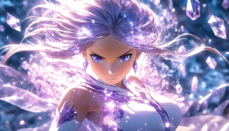 <lora:Dusk_CapcomTest_XL-v1:0.5>, Capcom SNK Style , 1girl , <lora:Asuna_image220_v1:0.5>, asuna \(blue archive\), (style-swirlmagic:1.0), portrait, looking down, solo, (full body:0.6), detailed background, close up, detailed face, (<lyco:SteamPunkBundleV3:0.5>, AetherpunkAI theme:1.1), crystal wizard, crystal themed clothes, crystal crown, ice crystals floating in the air, glowing shards, surrounded by purple magical jewels, amethyst, rock formations, magical floating particles, crystal canyon background, intense cinematic ethereal atmosphere, backlighting, reflections, , very thin waist, <lora:SDXL_MassiveCowsLoRA_v1:0.1> breasts, cleavage, slim body,, (8k, masterpiece, best quality, ultra-detailed), (an extremely delicate and beautiful)kawaii, cute, very big eyes, Aesthetic Anime Eyes, small face, large breasts, cinematic lighting, , Intricate, High Detail, Sharp focus, dramatic, masterpiece, best quality, ultra-detailed,