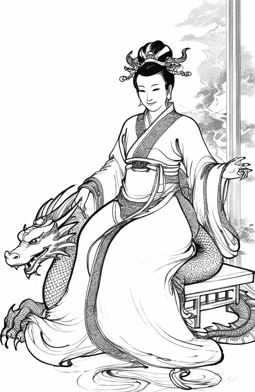 chinese lineart, smile, sitting, dragon gate,
<lora:å½ç»çº¿æé£T1:0.7>