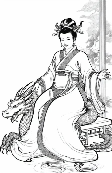 chinese lineart, smile, sitting, dragon gate,
<lora:å½ç»çº¿æé£T1:0.7>