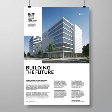 complex architectural flyer with text:"building the future" <lora:text:.9>