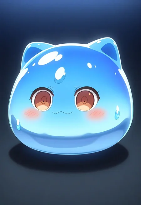 1girl, Nagatoro_Hayase, slime chibi Nagatoro_Hayase, nagatoro cat cosplay, cute, anime, best quality, high quality, masterpiece, no humans, <lora:Slime_Morph_V4:.1>, iridescent theme