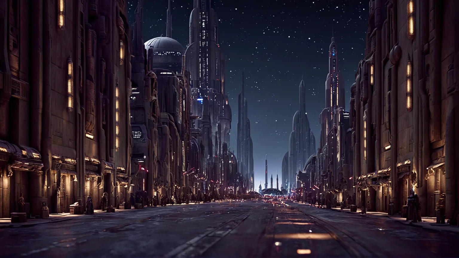 cinematic film still of  <lora:star wars style:0.2>
<lora:detailed:0.4> detailed
<lora:perfection style:0.4> perfect
<lora:PerfectEyesXL:0.5>
 <lora:Chiaroscuro Lighting Style:0.3>
 <lora:Coruscant:0.9>
Coruscant a city street with a lot of lights on it,in star wars style,outdoors,no humans,night,building,scenery,science fiction,city,road, shallow depth of field, vignette, highly detailed, high budget, bokeh, cinemascope, moody, epic, gorgeous, film grain, grainy