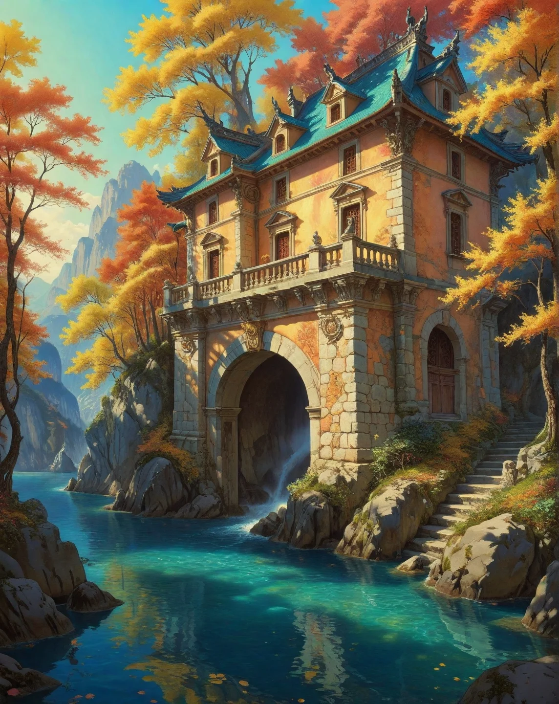 Renaissance style, Baroque, anime artwork Alfred Sisley (soft diffusion), Larch forest turning golden in fall, frost-heaved stones, stone lime kiln structure,kingfisher diving.,
<lora:Wild_Anime_2025:0.7>,
<lora:风格:0.7> style4,
<lora:extremely_detailed:0.7> extremely detailed ,
<lora:aidmaImageUpgraderSDXL-v0.3:0.5> aidmaImageUpgrader,
<lora:add-detail-xl:0.7>,
<lora:HyperdetailedColoredPencilIl:0.3>  ArsMJStyle, Colored pencil hyperdetailed realism, . anime style, key visual, vibrant, studio anime,  highly detailed, Fantasy painting art style, imaginative, dynamic composition, professional-grade execution, creates immersive world and landscape, painterly, epic, magical, dramatic, exuberant, grandeur, baroque art, oil painting art style from Renaissance period, masterful composition, Renaissance mood, renaissance oil painting, brush strokes, Realistic, perspective, light and shadow, religious or mythological themes, highly detailed