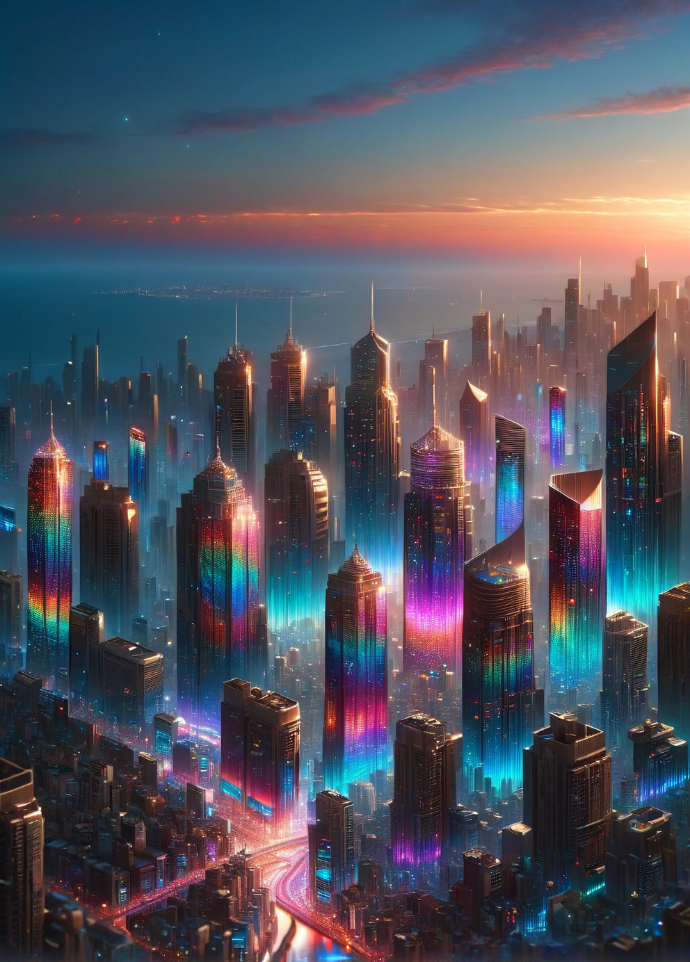 ais-rdscnt cityscape at twilight, lights beginning to twinkle <lora:ais-rdscnt-sdxl:1>
