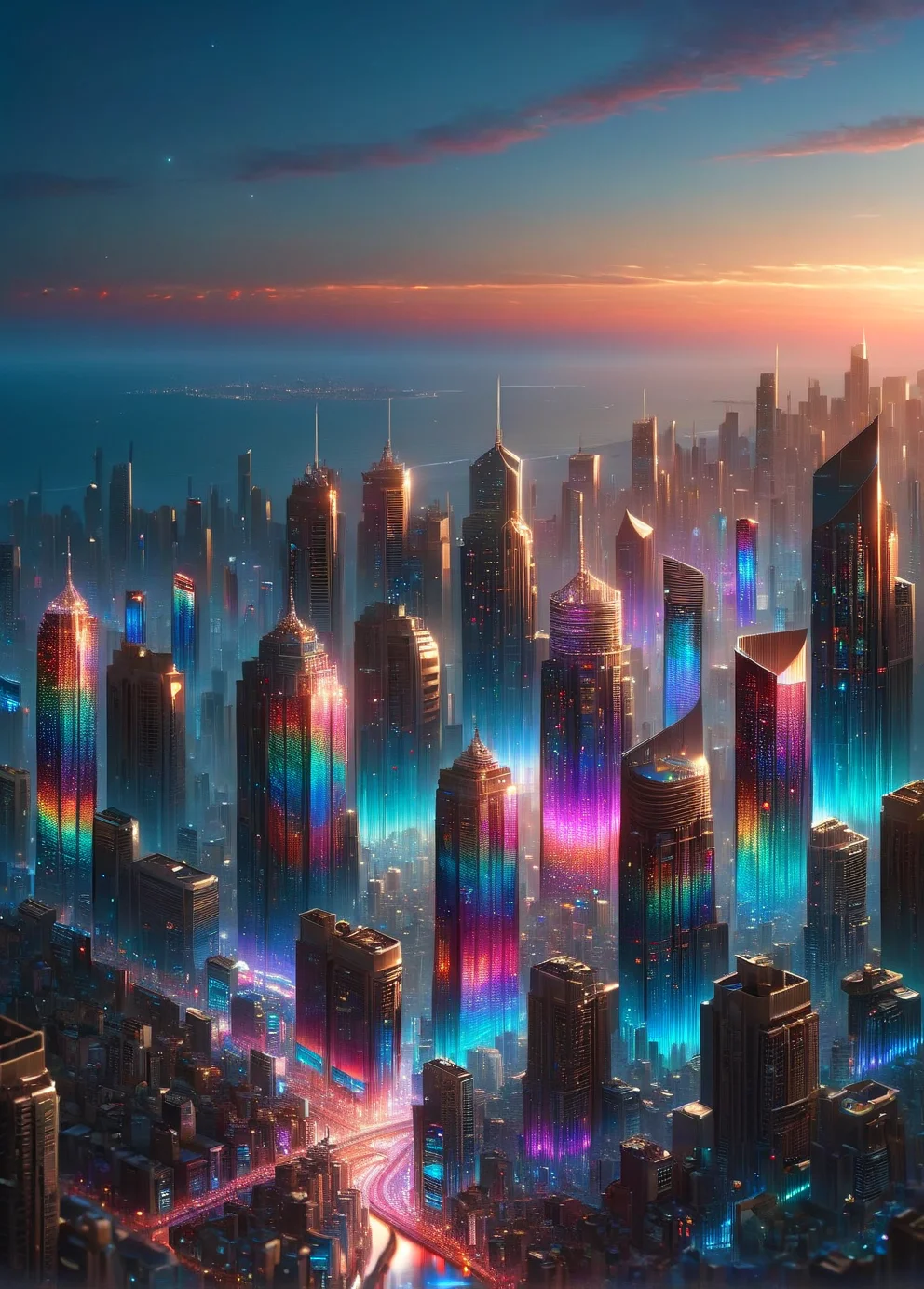 ais-rdscnt cityscape at twilight, lights beginning to twinkle <lora:ais-rdscnt-sdxl:1>