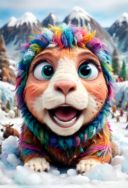<lora:Yarnworld:1> cute, colorful, vivid and whimsical, imaginative, surreal fantasy, An epic image of yrnwrld Sid from Ice Age, ((dynamic angle, dynamic view ,dynamic pose)), blurred background,
<lora:add-detail-xl:1> , <lora:aidmaImageUpgraderSDXL-v0.3:0.75> aidmaimageupgrader, <lora:xl_more_art-full_v1:1>,