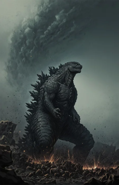 score_9, score_8_up, score_7_up, solo, portrait, from side, 1man, slender reptilian Godzilla, arms oustretched, detailed scale texture, solo, outdoors, rubble and debris, explosion cloud in the background, small city debris in the background, solo, full body, solo, extremely detailed, Macro detailed realism style photograph, 3DMM