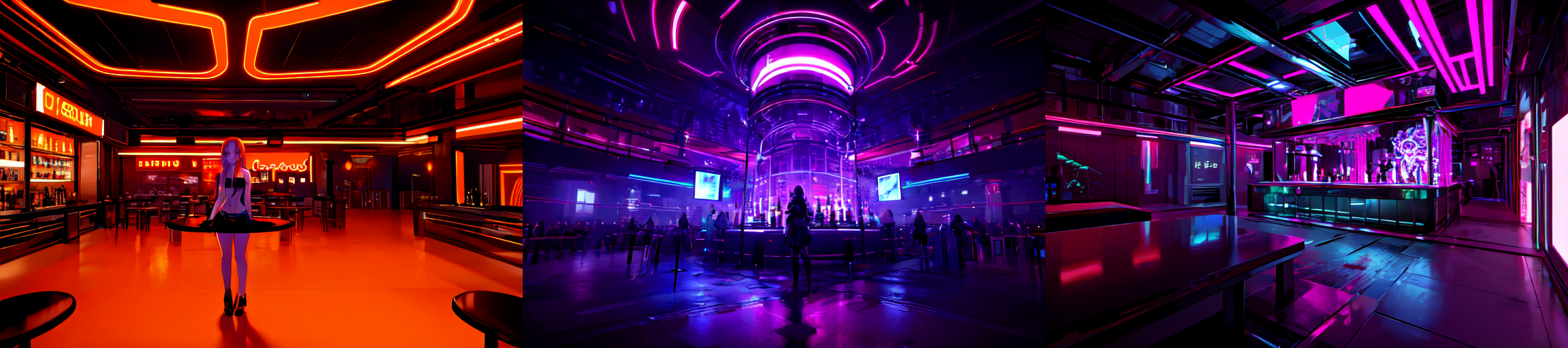 highly insanely detailed, masterpiece, top quality, best quality, highres, 4k, 8k, RAW photo, (very aesthetic, beautiful and aesthetic), 
__lazy-wildcards/subject/env-bg-interior/cyberpunk_club/prompts__, 
<lora:Cyberpunk_Club:0.6>, 
(1girl:1.3), 1other, 
__lazy-wildcards/dataset/background__,âââ