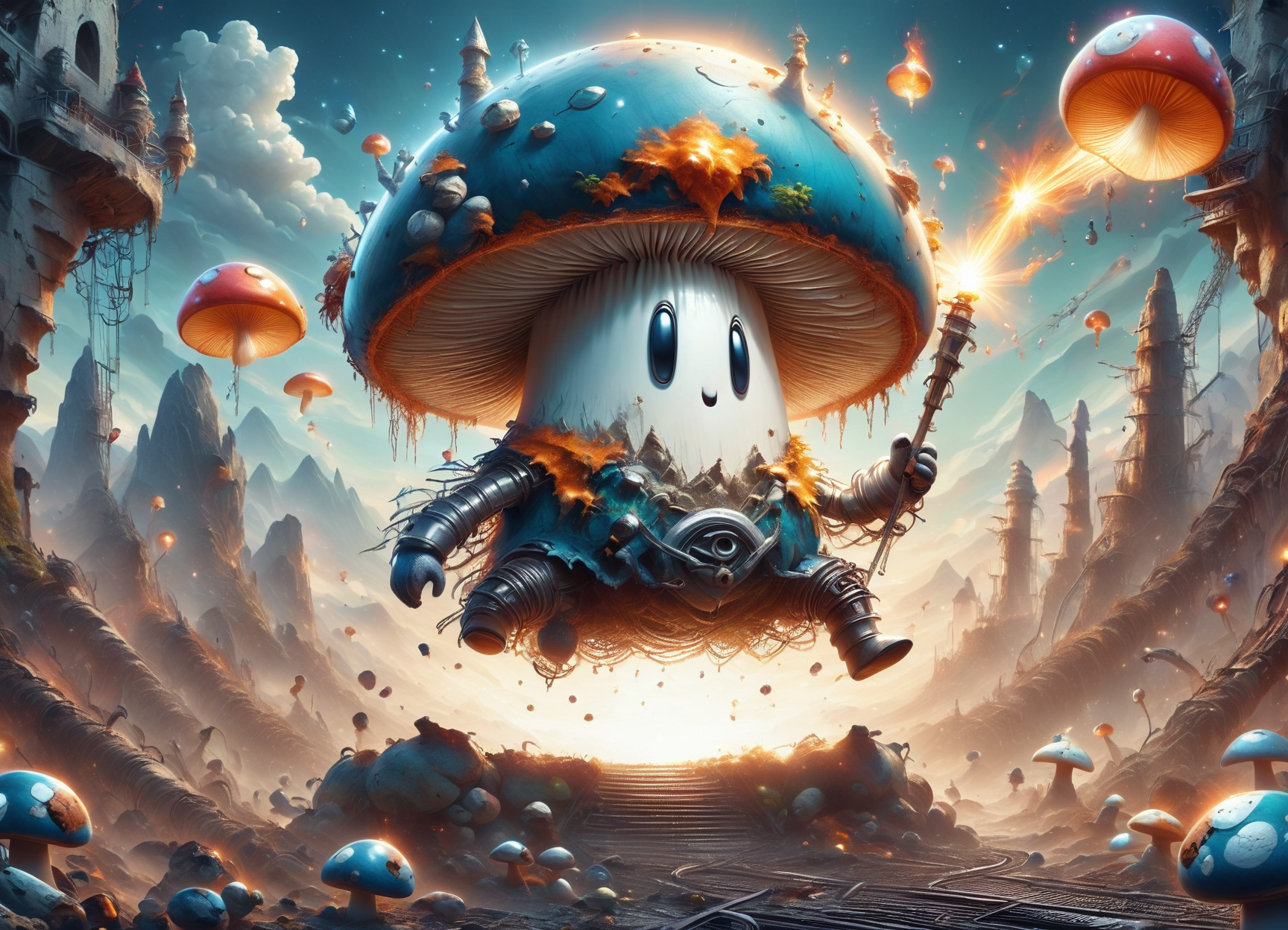 DonM5hr00mKn1gh7XL solo, shroom guy,mentalist , magical realm, mountain pine,mountain expedition,public transit station,underground landscape <lora:DonM5hr00mKn1gh7XL-pony:1>