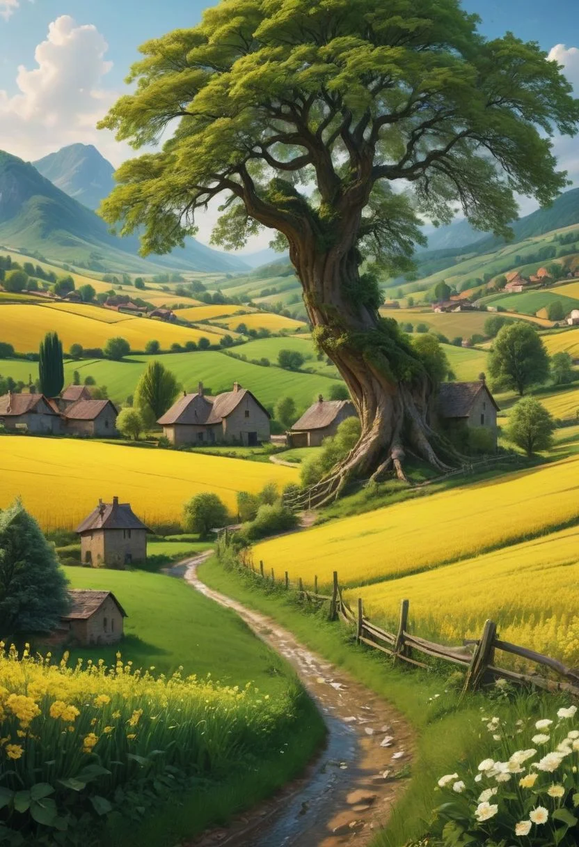 (best quality, 8K, high resolution, masterpiece), ultra detailed, a beautiful countryside ,winning photo,