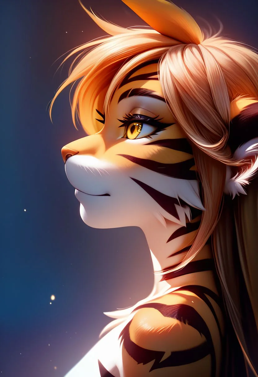 score_9, score_8_up, score_7_up (ultra realistic, 32k, masterpiece:1.2), (high detailed skin:1.1), (high quality:1.1), tkflora, tiger, striped fur, keidran, yellow eyes, anthro