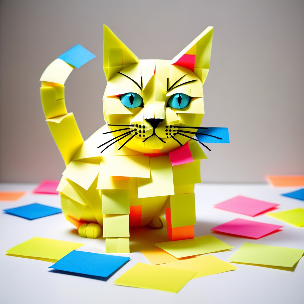 a cat made out of Jed-StickyN  <lora:StickyNotesStyle-000007:0.7>