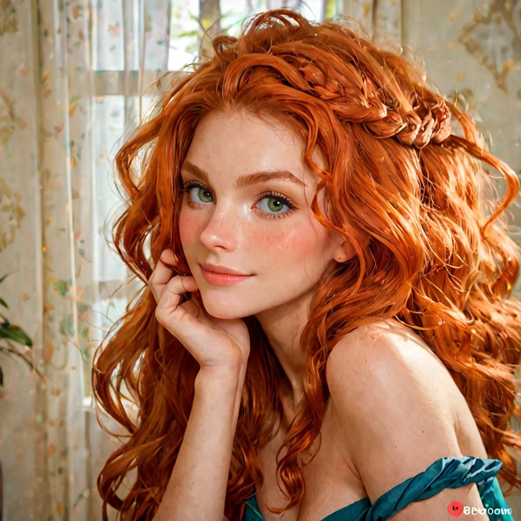 score_9, score_8_up, score_7_up, score_6_up, 1girl, solo, Merida from Brave, redhead, long hair, perfect face, perfect eyes, sexy, sexy girl, beautiful eyes, smiling, perfect pretty face, seductive look, blushing, close up, instagram profile picture, facebook profile, x profile,