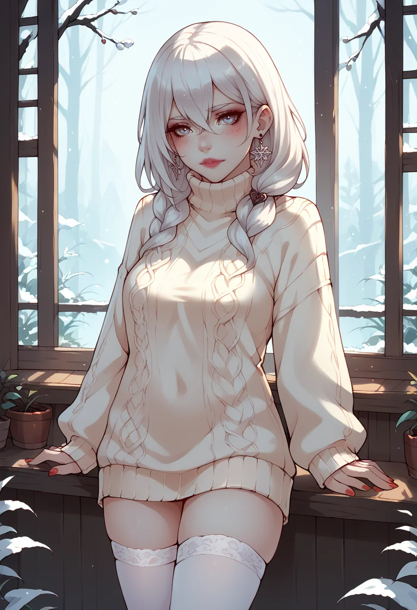 score_9, score_8_up, score_7_up, score_6_up, score_5_up, <lora:soranamaeXLP:1> soranamae, 1girl, sweater, white thighhighs,