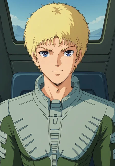 score_9, score_8_up, score_7_up, source_anime, cowboy shot, front view, BREAK, ( glemy_toto, blue eyes, blonde hair, best eyes, looking at viewer, pilot suit, front view, full body, ) 1boy, male focus, solo, BREAK, cockpit, bawoo,