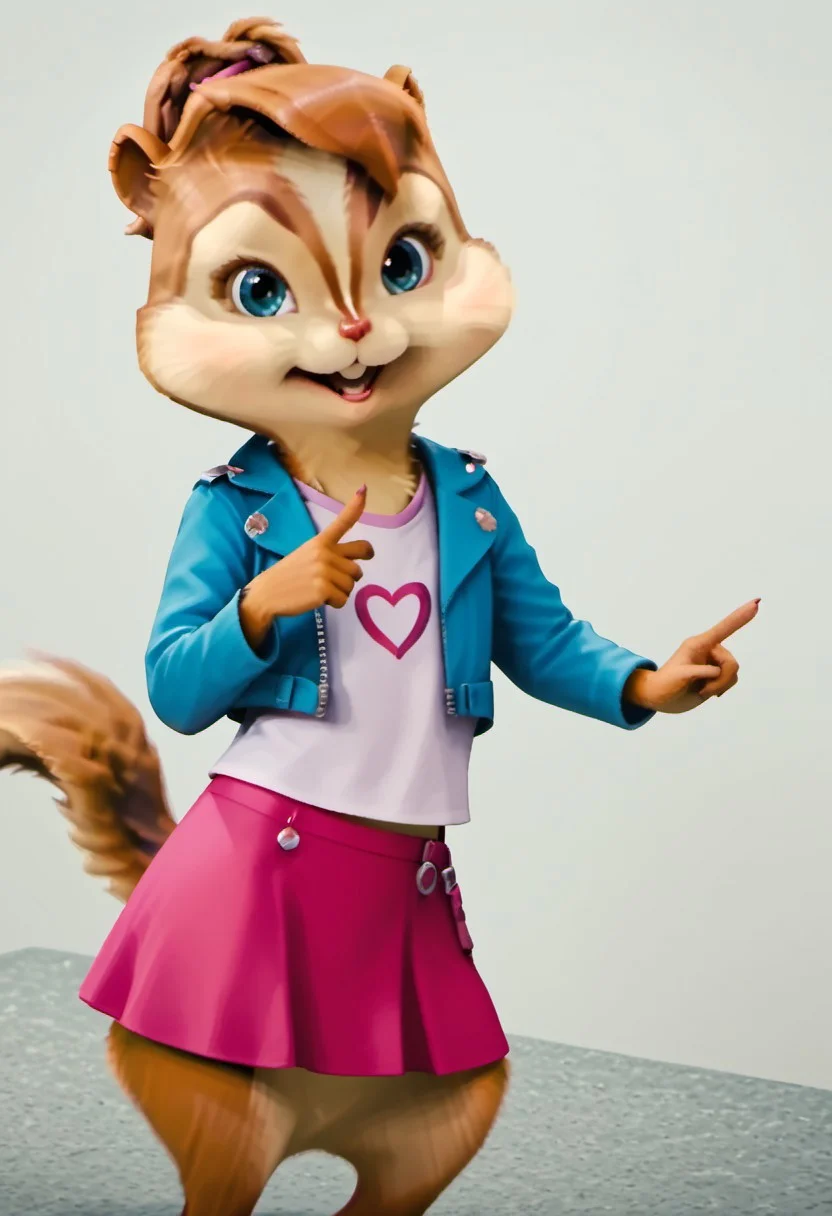 Score_9, score_8_up, score_7_up, source_furry, brittany miller, chipmunk, chipmunk girl, furry female, furry, 3d, render, white background, standing tall,
I thought about it ,good image quality, hand gestures, wearing a pink skirt and pink T-shirt, blue denim jacket, realistic and lively look,
<lora:Brittany_Miller__Alvin_and_the_Chipmunks__CG_Movie_version:0.8>
