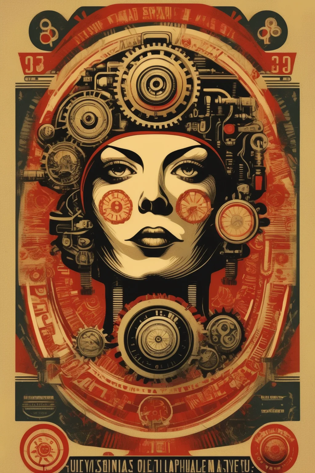 <lora:Shepard Fairey Style:1>Shepard Fairey Style - illustration around the idea of being an idea machine in the style of shepard fairey