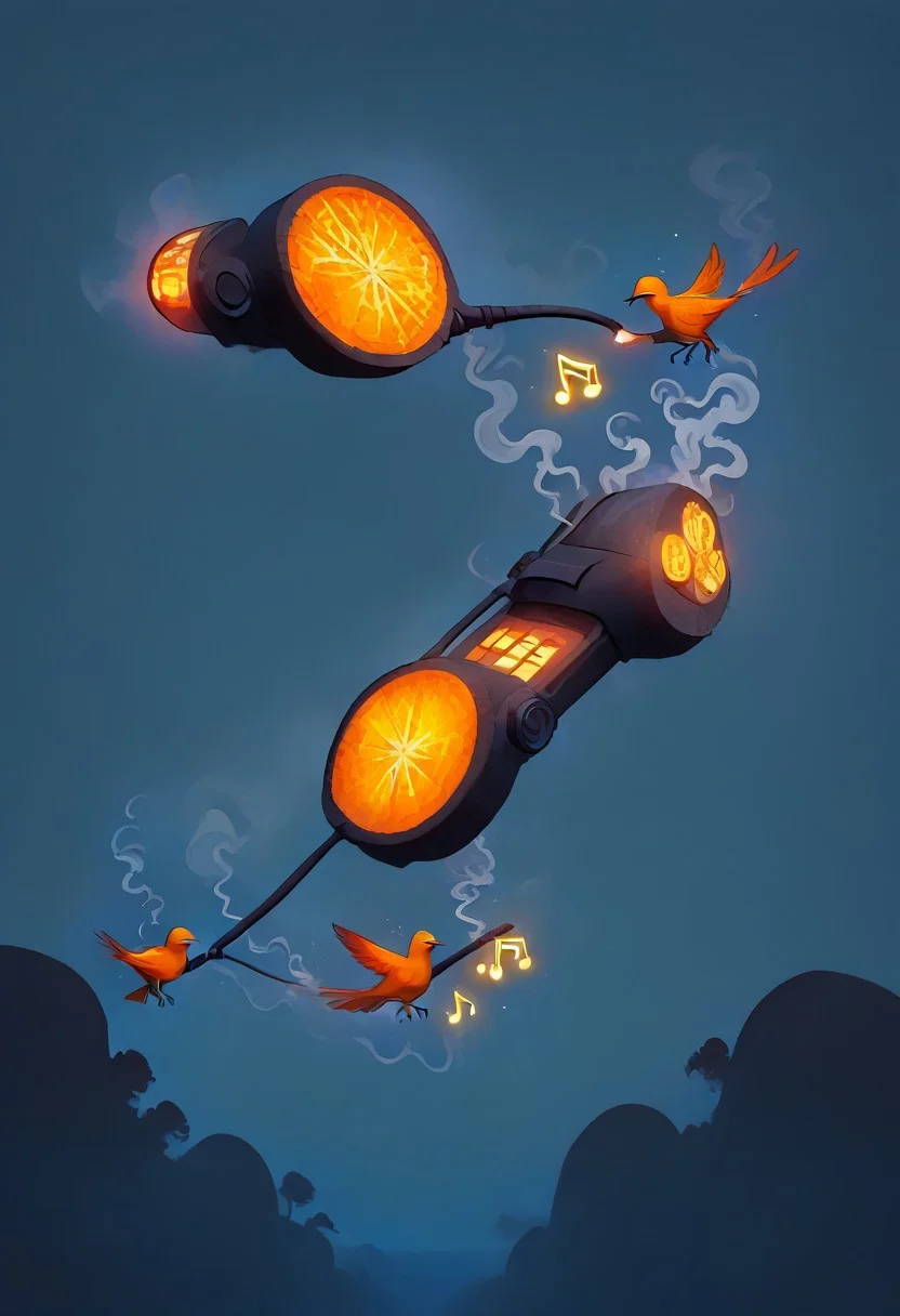 (masterpiece, best quality, high quality, good quality), Steam train made of orange peel on tracks, it's body is crafted from orange peel, smoke made of orange peel, blue sky, happy, humming, musical note, rainbow, sparkle, sunlight, bird, , pastel colors, colorful
,FFAnime Style, orange peel sinozick style