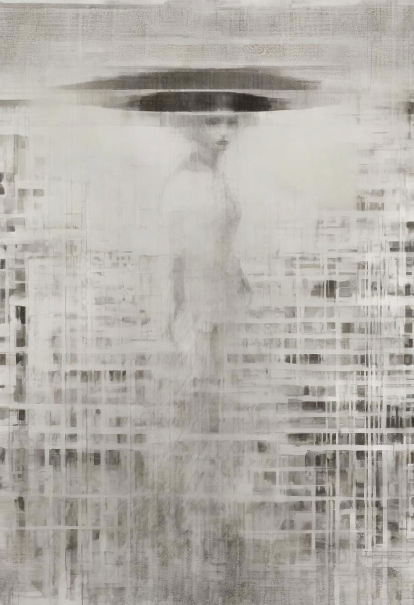 Monochrome black and white, Giger, Beksinski, Zawadzky, Dali, Magritte, Delvaux, Bellmer, Malevitch, Rodchenko, Mondrian, Kandinsky, Popovna, psychedelic hallucination, pop surrealism, rough crosshatch drawing pop art Lunatic_Portrait of a young woman in latex Avant-garde Fashion page, slick back, low bun, black makeup, sinister expression, intense glare, avant-garde, abstract, weird, geometric, constructivism, suprematism, rayonism, verticism, lineism, tj