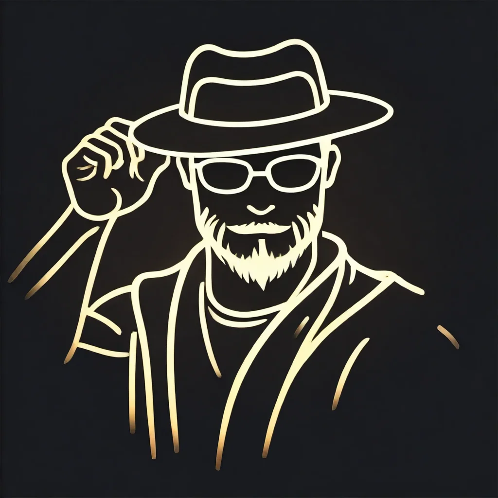 Glowline_Figures, portrait, close up, arm up, 1boy, hat, glasses, male, mature, beard