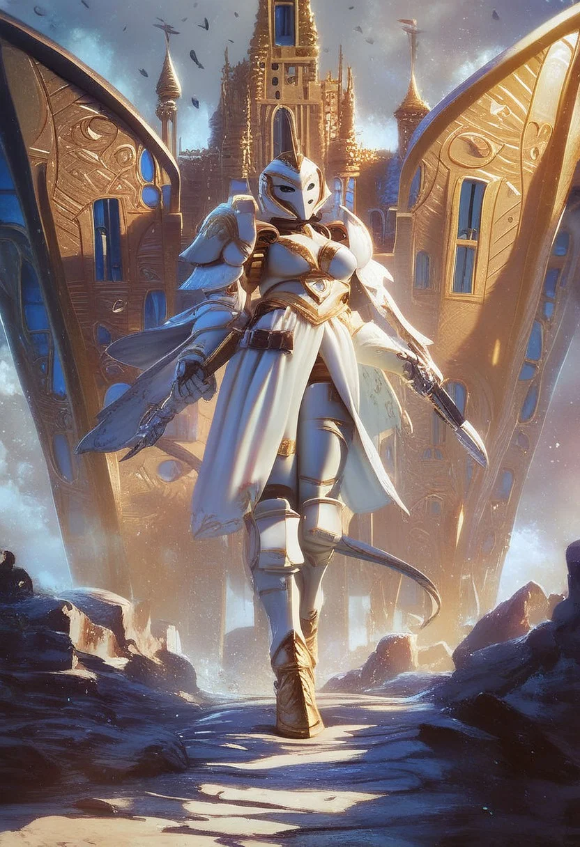 pmg style, core_9, score_8_up, score_7_up, score_6_up, score_5_up, score_4_up score_9,score_8_up, illustration, a mouse soldier standing guard, robot style, sci-fi, wearing a warrior helmet and armor, with a castle in the background.