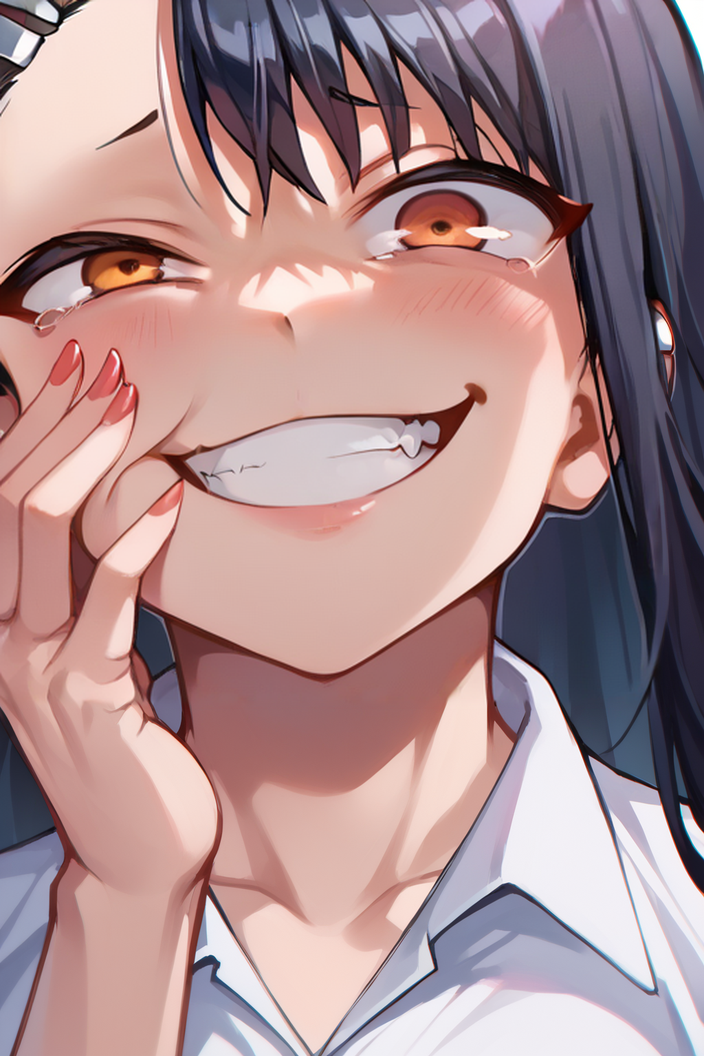 zPDXL,  <lora:Concept_Gesugao:1>, 1girl, gesugao, parted lips, smile, nagatoro, face focus