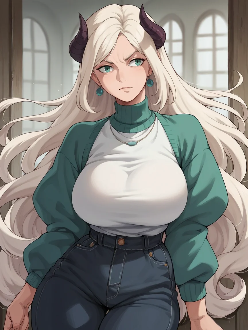 score_9, score_8_up, score_7_up, score_6_up, score_5_up, score_4_up, <lora:gh1bl1XLP:0.8> gh1bl1, 1girl, long hair, curvy, large breasts,demon