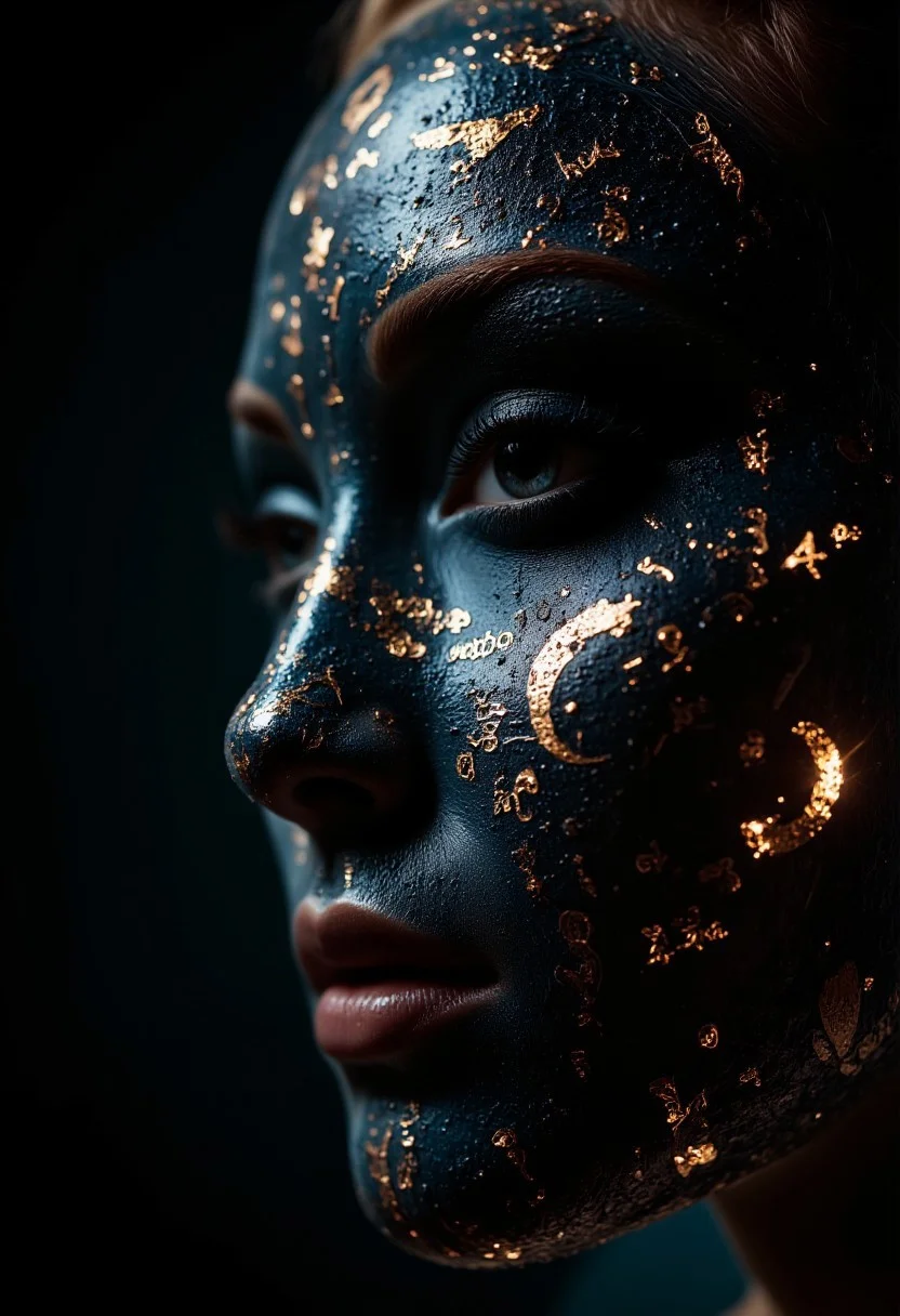 Shadowrun Math Projection - A close-up of a person's face (Jessica Szohr) with set logical ambient background, DayGlo black gold holographic equations projected Crisis Point their skin. The background is Ghost and [Egyptian|Folk], with the equations appearing Cinestill and ever-changing, creating a World of Warcraft and perfect symmetry mood
detailmaximizer, midjourneyv6.1, bronze object, secretlab
