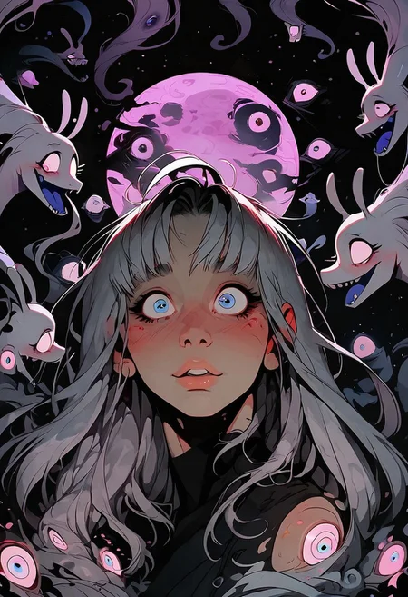 score_9
detailed face, portrait, face focus, 
Expressiveh, g0thicPXL, glowing, neon, shy happy,
ghost sexy girl, sexy ghost, wide hips, gooey, slimy, transparent, in creepy cemetery, starry sky, moon shining, mult13y3, multiple eyes, eyes,
