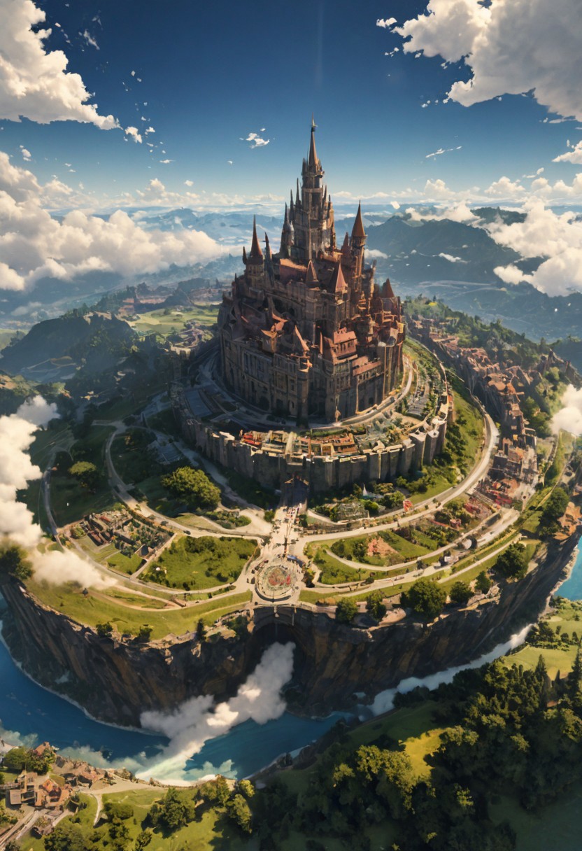detailed, (absurdres), beautiful anime landscape, masterpiece, 8k wallpaper, digital art, dreamlike, very detailed landscape, perfect composition, extremely detailed painting of a landscape, 3d art,
There's a place in my mind,
No one knows where it hides,
And my fantasy is flying,
It's a castle in the sky,
It's a world of our past,
Where the legend still lasts,
And the king wears the crown,
But the magic spell is law,
Take your sword and your shield,
There's a battle on the field,
You're a knight and you're right,
So with dragons now you'll fight,
And my fancy is flying,
It's a castle in the sky,
Or there's nothing out there,
These are castles in the air
