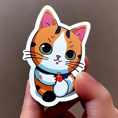 A cute cat sticker, stickers
<lora:StickersRedmond:1>
(white background:1.1)