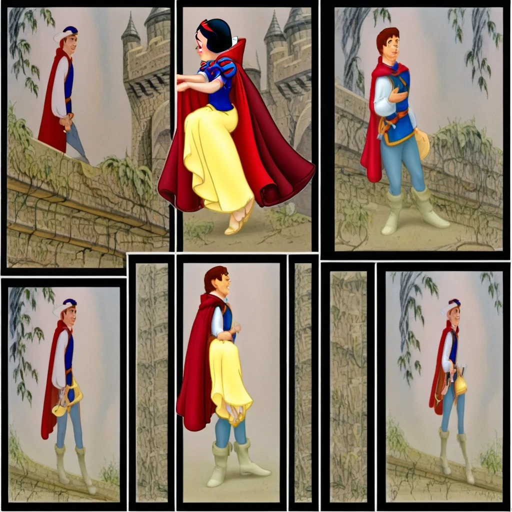 1girl, disney, 1boy, cartoon, diseny snow white