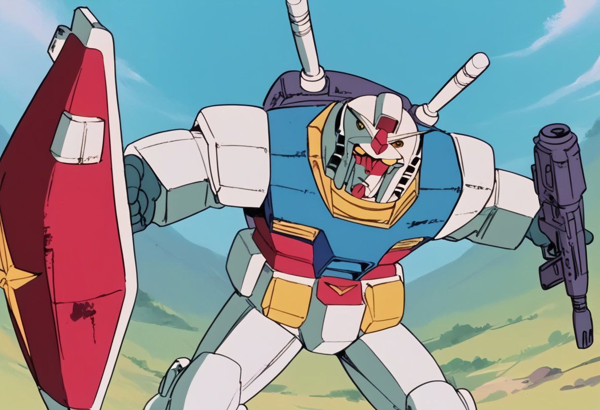 (score_9:0.9),score_8_up,score_7_up,anime style,rating_safe,(zPDXL),<lora:Gundam RX-78-2 ponyXL v1.5:0.9>,Gundam RX-78-2,shield,weapon,beam rifle,gun,energy gun,holding shield,holding,holding weapon,solo,holding gun,outstretched arms,