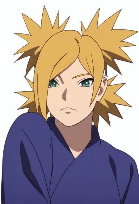 1girl, temari, blonde hair, quad tails, green eyes,front view,(simple background, white background:1.3),anime screencap, _9, score_8_up, score_7_up, score_6_up