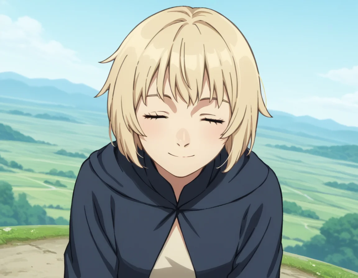 score_9, score_8_up, score_7_up, source_anime,
falintouden, <lora:falin-touden-s1-ponyxl-lora-nochekaiser:1>,
falin touden, short hair, blonde hair, closed eyes,
robe, long sleeves, open clothes,
outdoors, landscape, bent over, smile,
looking at viewer, solo, cowboy shot, dutch angle,