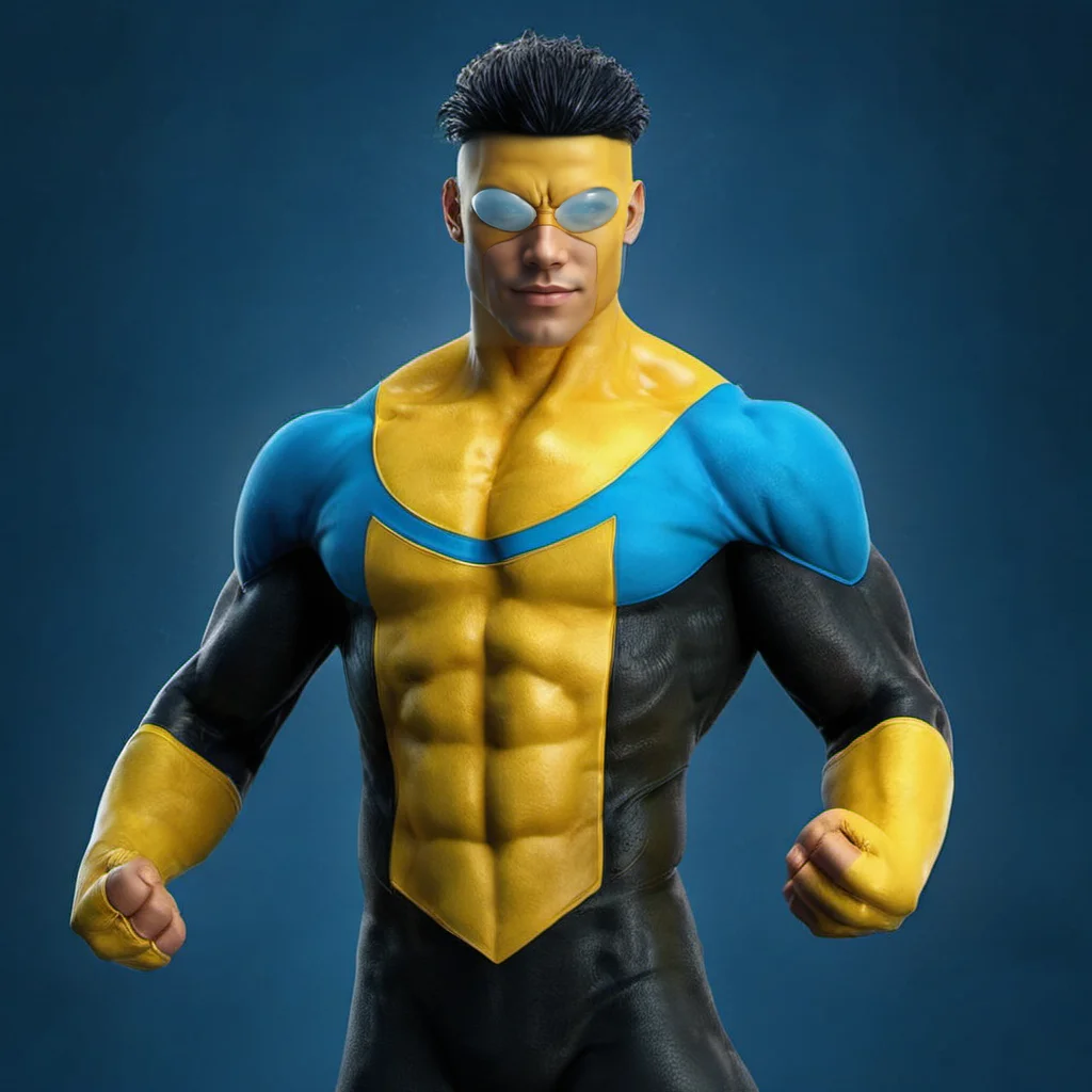a muscular man, wears a yellow and blue costume , jdetailed face, highly detailed, photography, ultra sharp, film, bokeh, professional, 4k <lora:Invincible_V2_-_SDXL:0.8>