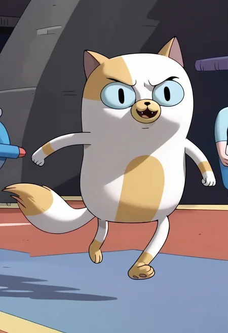 score_9, score_8_up, score_8, <lora:Jake_the_DogCake_the_Cat_Adventure_Time_for_PonyXL:0.8> 1girl, c4ke, cat girl, black eyes, tail, solo, running, chasing mouse,