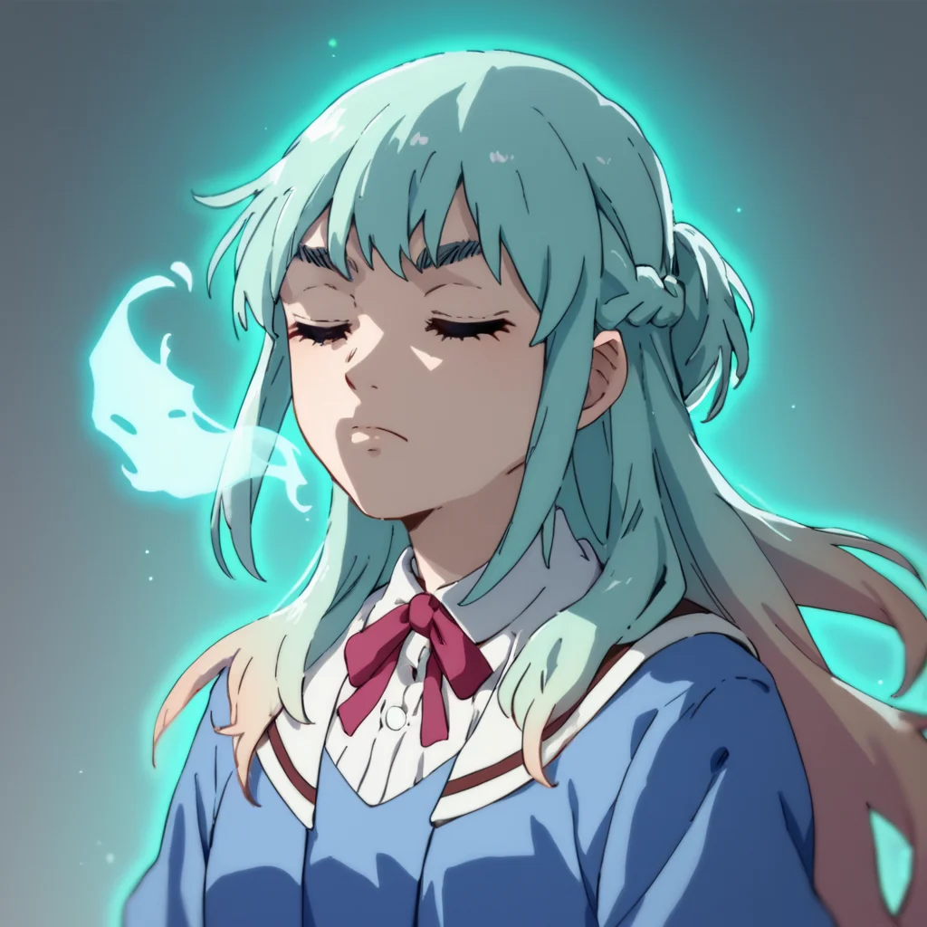 score_9, score_8_up, score_7_up, score_6_up, score_5_up, score_4_up, source_anime, KuonSHINZAKI, school uniform, glowing aura, closed eyes, concentration