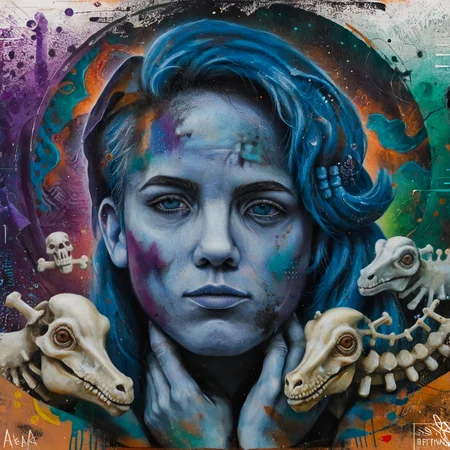 score_9,score_8_up,score_7_up,al_pt, acrylic paint (medium),surreal,colorful, wild, abstract,portrait, animal focus, no human, (by Meghan Howland:1.3) and (Patrice Murciano:1.2) , painting, (purple theme:0.7) , Miserable (Sea Basin Pokémon:1.1) , ð¤ , very drunk, wearing Bone and Lapis Lazuli, at Dusk, soft focus, Rembrandt lighting, pov