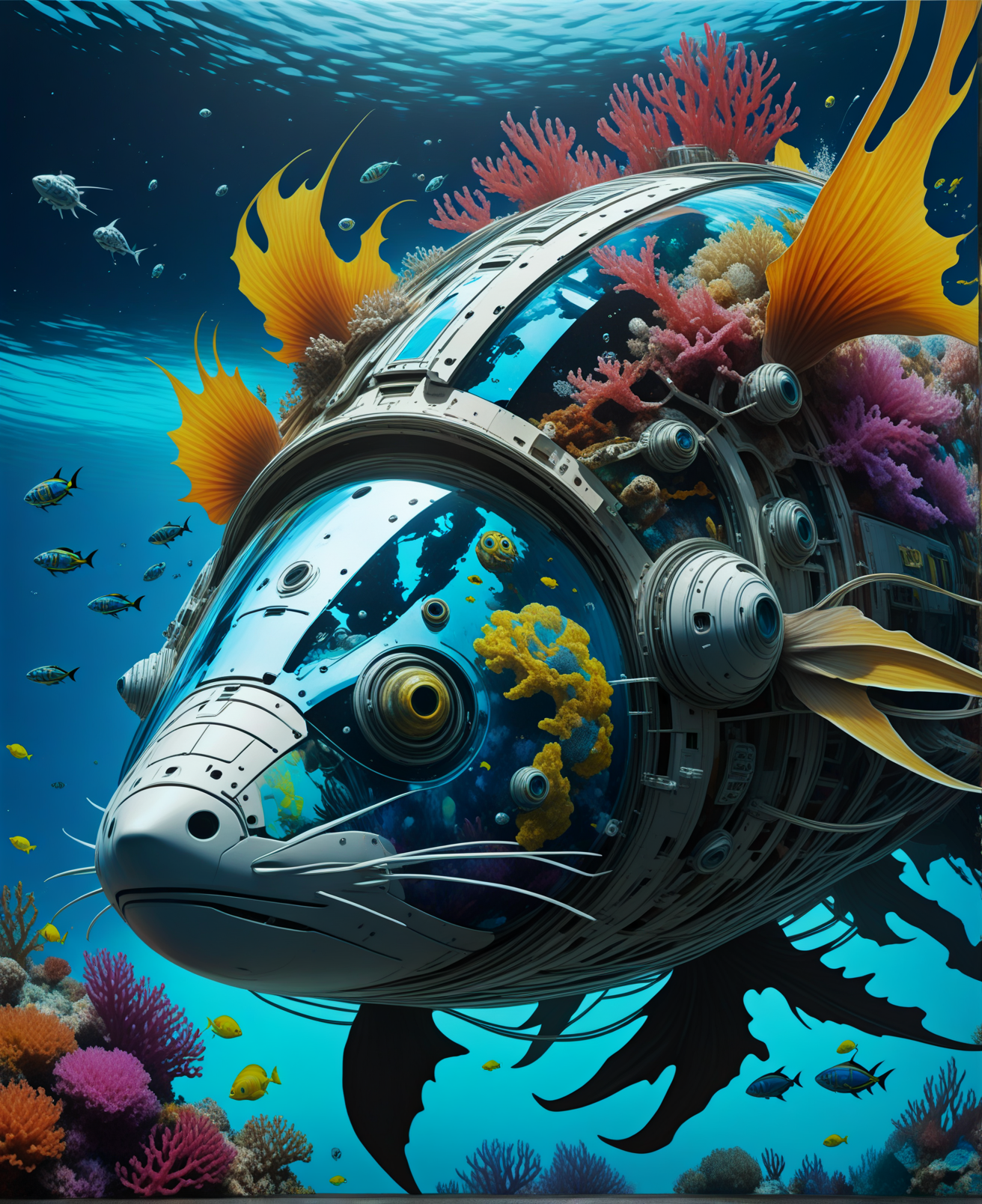 underwater animal,Satellite imagery,masterpiece,best quality, <lora:SandraChevrierXL:0.8>,sachr style,scifi,chaotic,aesthetic (abstract warpaint),8k,awardwinning,trending on artstation and deviantart
