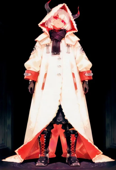 masterpiece, dark, full portrait, embed, 4k
female, age 18, standing, head tilt left, charge
Coat: A loose, baggy women's coat with a hood, in a deep violet or dark burgundy shade. The fabric has a soft but sturdy texture, giving it a slightly dramatic drape.
Scarf: A thick, dark scarf made of chunky, soft fiber (possibly wool or a similar material), wrapped over the coat to cover the neck for warmth and style.
Gloves: Half-finger gloves made of black fiber, slightly textured, giving a casual yet edgy feel.
Boots: Black gothic boots with chrome accents, such as metallic toecaps, buckles, or decorative studs. The boots are sturdy, slightly oversized, and lace-up to complement the overall look.
Silhouette: A slightly oversized and relaxed aesthetic, with baggy elements contributing to a cozy, mysterious vibe.
neon eyes